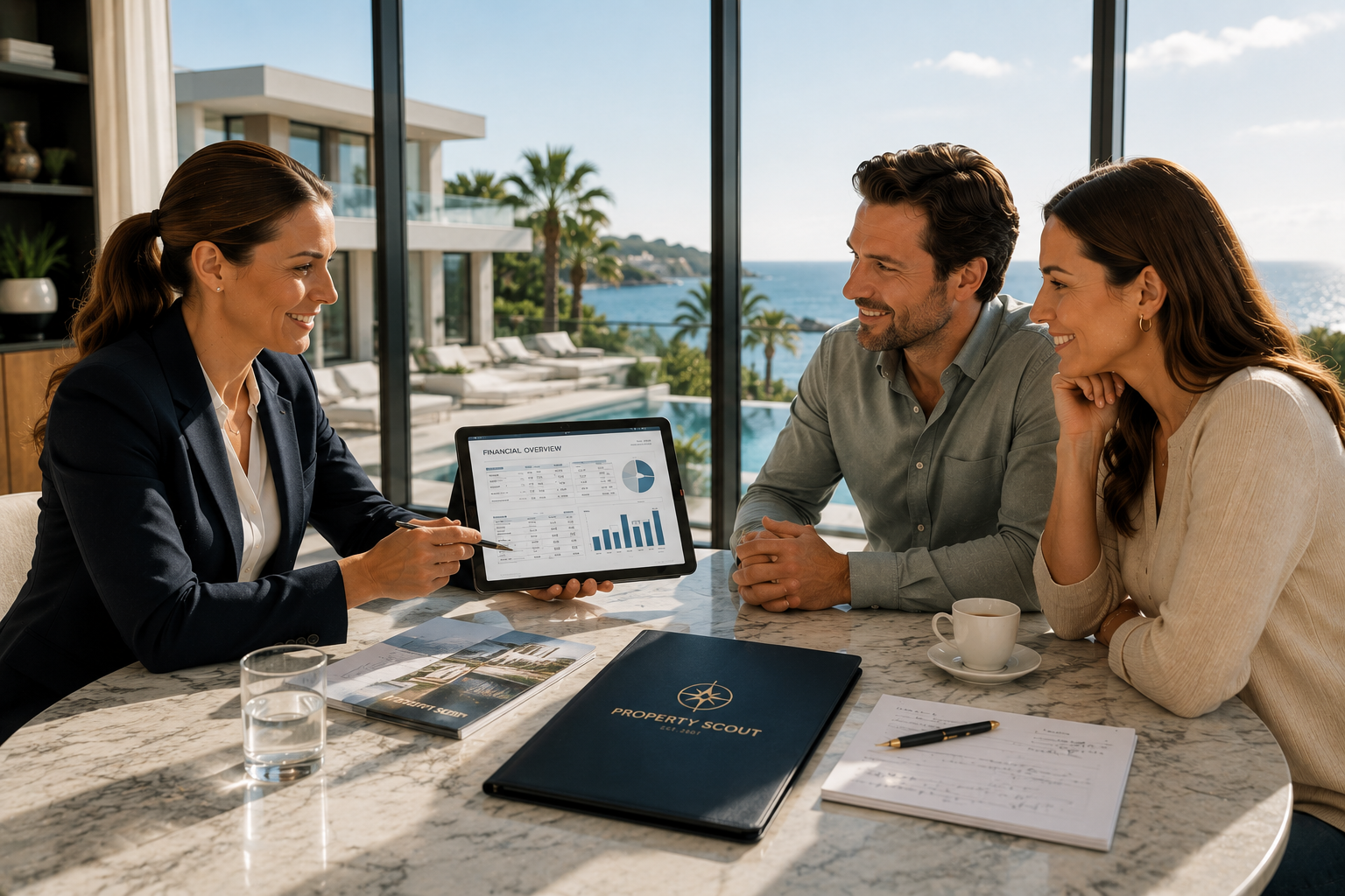 Finance and insurance professionals discussing property investment