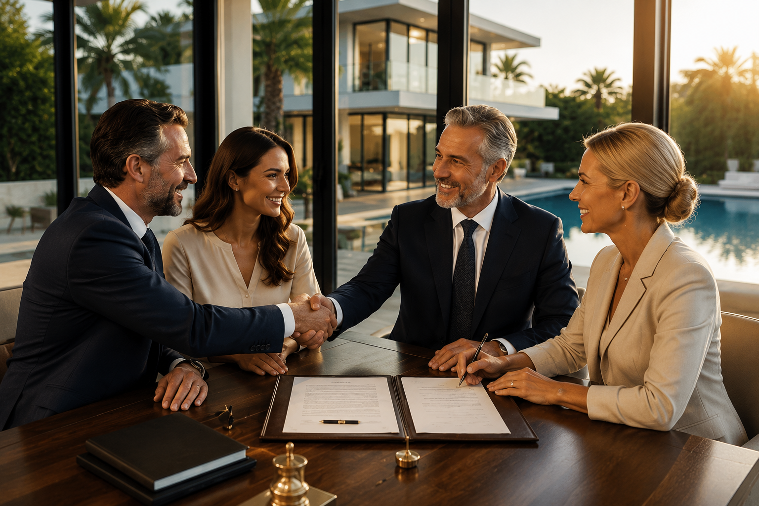 Legal and tax professionals reviewing a property contract